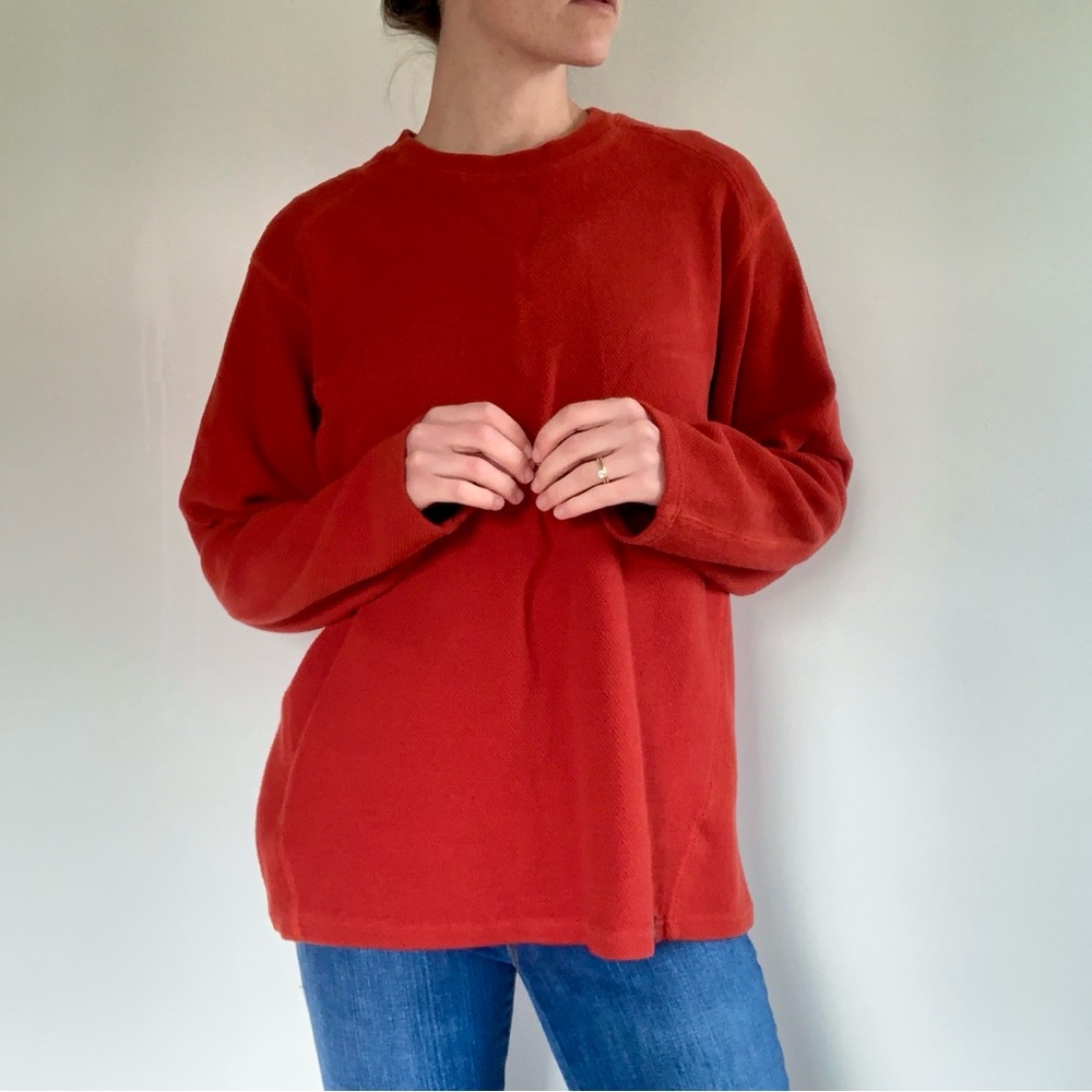 Royal Robbins Outdoor Adventure Orange Cotton Pullover Crew Neck Sweater Shirt L
